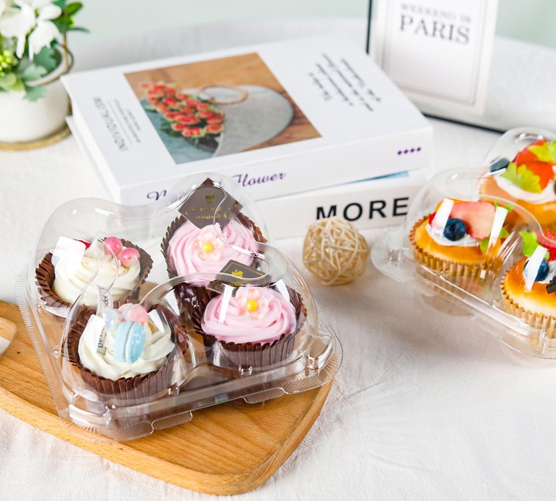 NPLUX 4 Compartment Cupcake Containers 60 Pack Cupcake Holder with Connected ... gallery