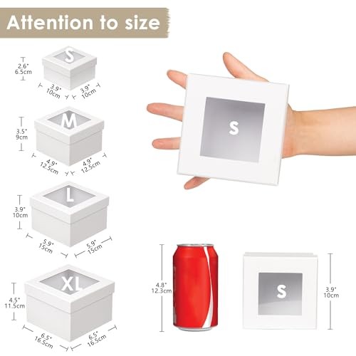 Square Gift Boxes with Lids - Set of 4 Gift Boxes with Clear Window for White gallery