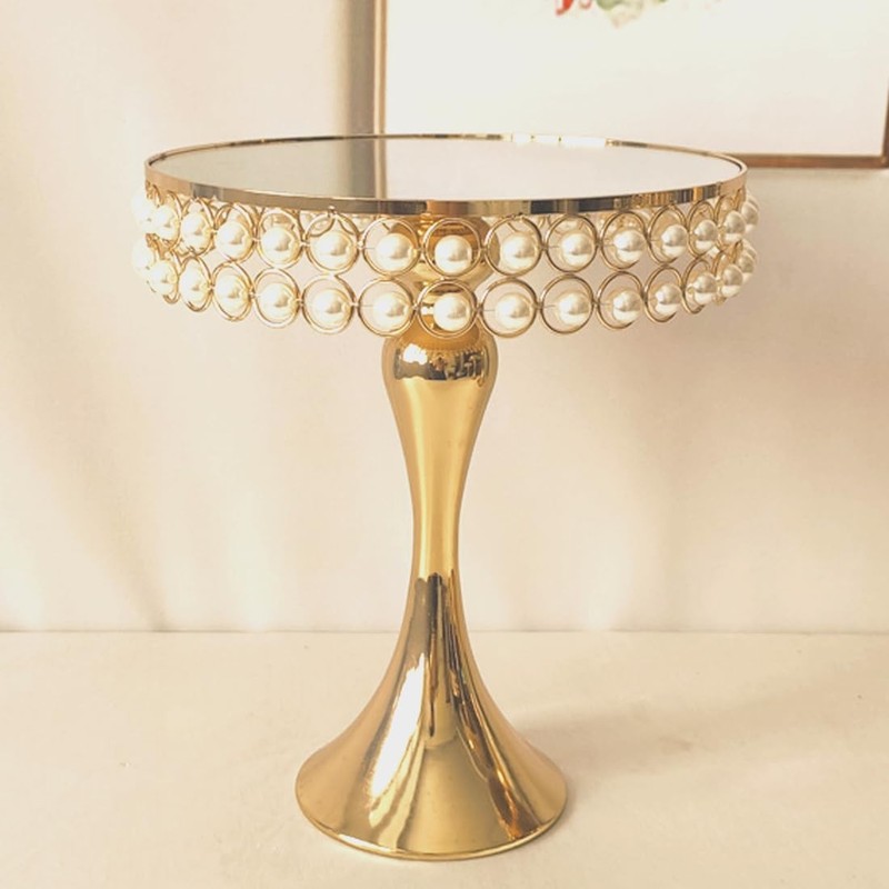 10 Inches 25cm Gold Round Mirror Cake Stand Cupcake Stands Metal Pedestal Hol…