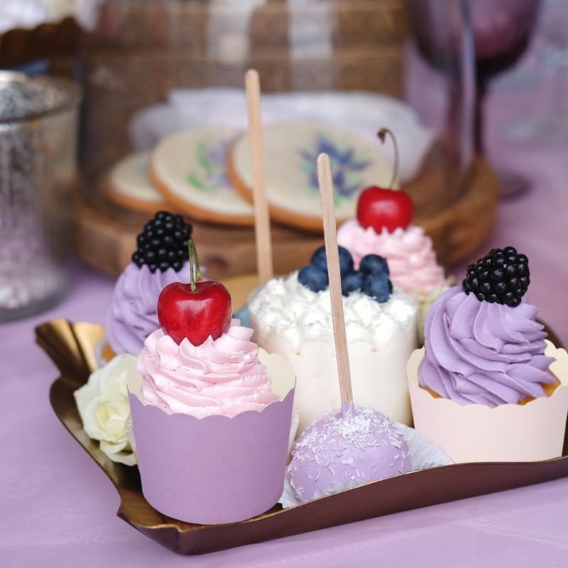 Whaline 120Pcs Purple Paper Baking Cups Scalloped Edge Cupcake Wrappers Gradi... gallery