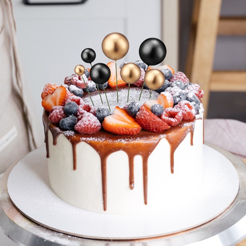 30 Pcs Golden Ball Silver Decoration Plug-in Baby Cake Decorations gallery