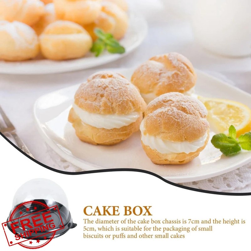 GULELAYAR Mini Cake Boxes Black Base 50pk Dome Lids gallery