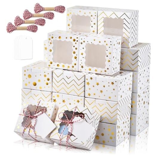 30pcs Christmas Cookie Boxes for Gift Giving, 6x6x3in White 6x6x3 inch-30pcs
