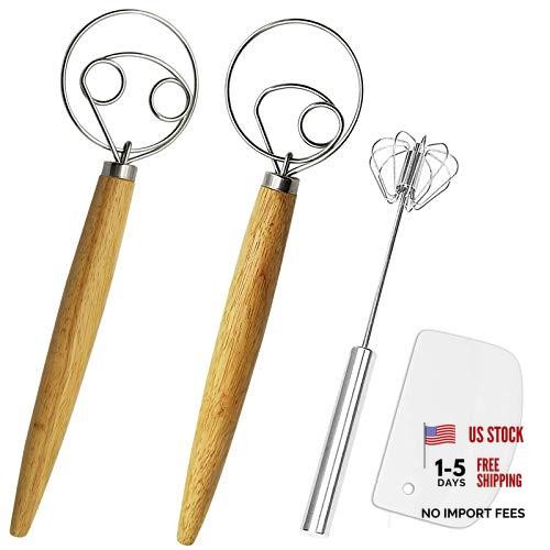 ​Listenman Danish Dough Whisk Bread Mixer & Egg Whisk Kits, 2 Pack Premium