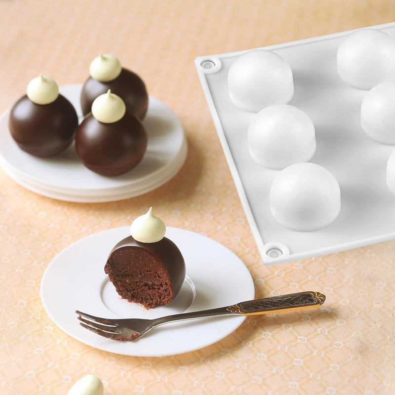 Sphere Chocolate Molds, 15 Cavity 3D Ball Molds Silicone, Small Semi Sphere Cand gallery