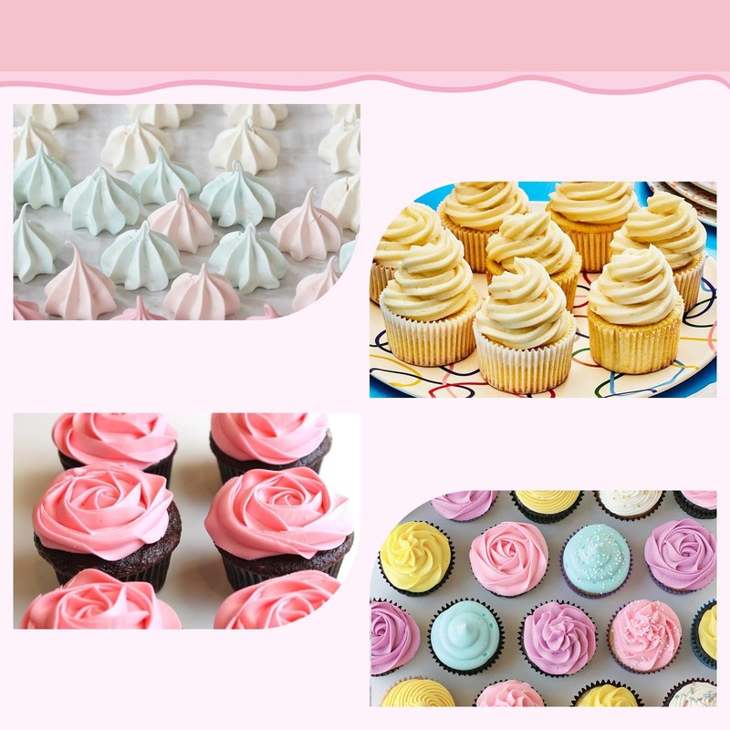 5 Pcs Piping Tips, 1M 2A 2D 2F 6B Stainless Steel Cake Tips Piping Kit Icing gallery