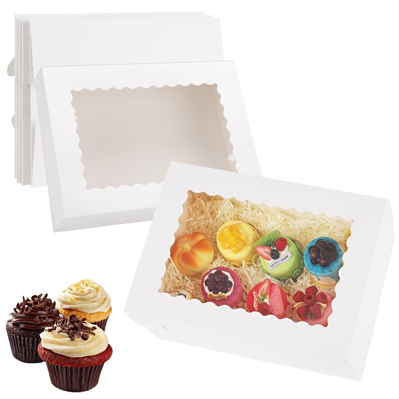 12 Sets 14x10x4in White Bakery Boxes Half Sheet Cake Boxes with Window Large …