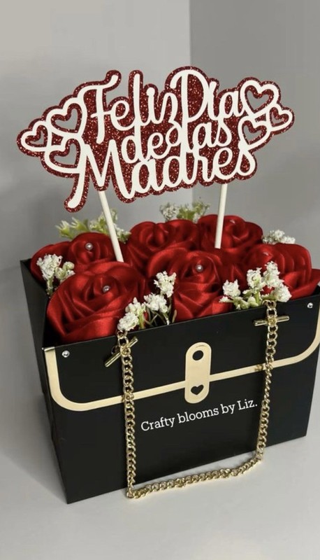 Crafty Blooms by Liz Red White Heart Mother’s Day Cake Topper Romantic Script