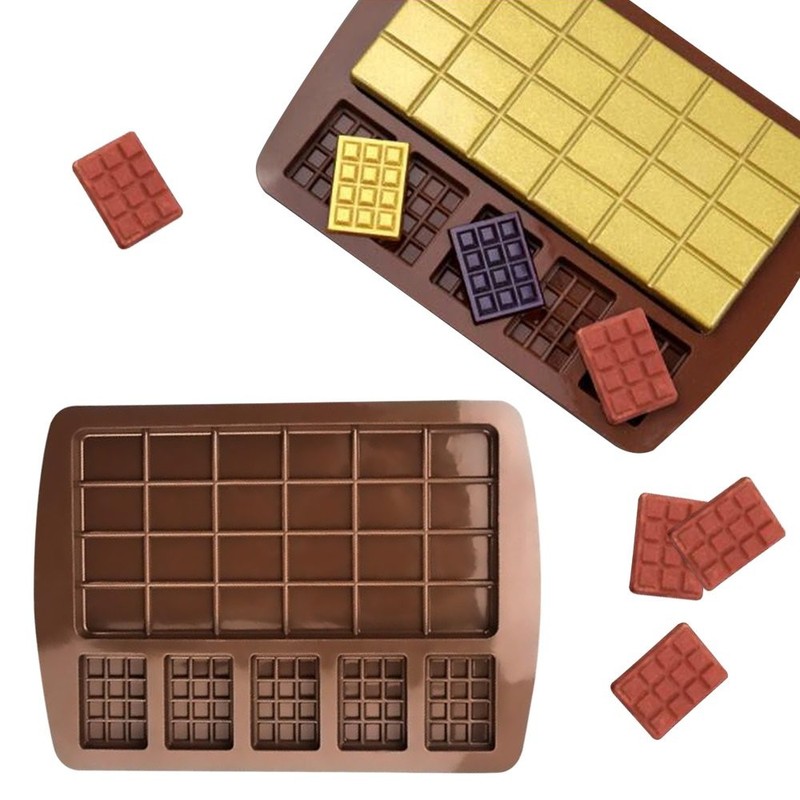Silicone Mold 2 Size Waffle Chocolate Mold Fondant Patisserie Candy Bar Cake JQ