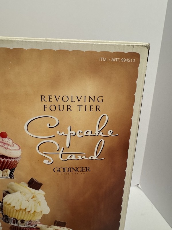 Shannon By Godinger Revolving Four Tier Chrome Cupcake Stand Vintage gallery