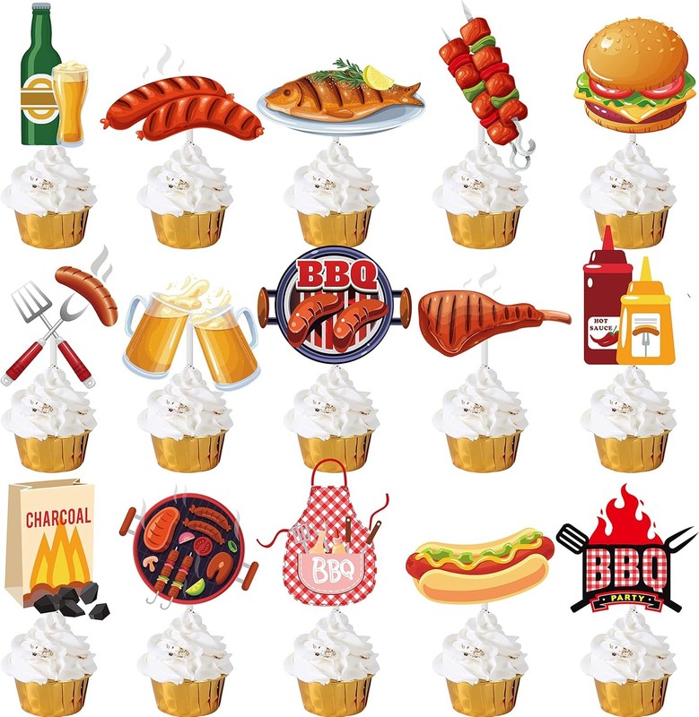 36Pcs BBQ Theme Cupcake Toppers Barbecue Theme Cake Cupcake Decor for Summer gallery
