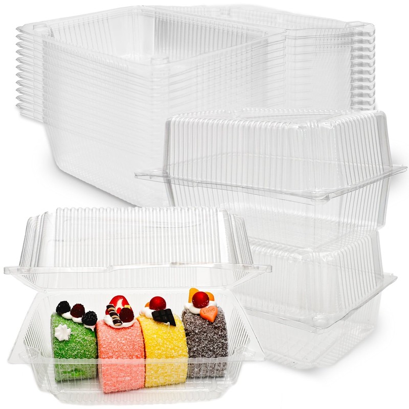80 Pcs 7.3 x 4.9 x 3.8 Inch Clear Plastic Hinged Food Containers Disposable C…