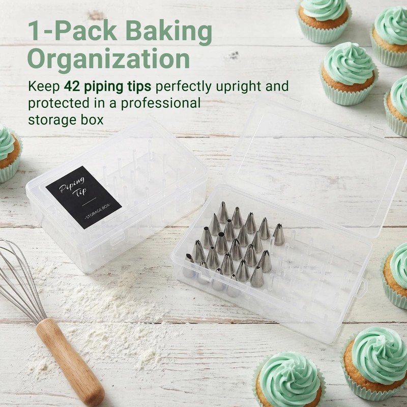 1-Pack Piping Tips Storage Box with Fixed Pins and Labels gallery