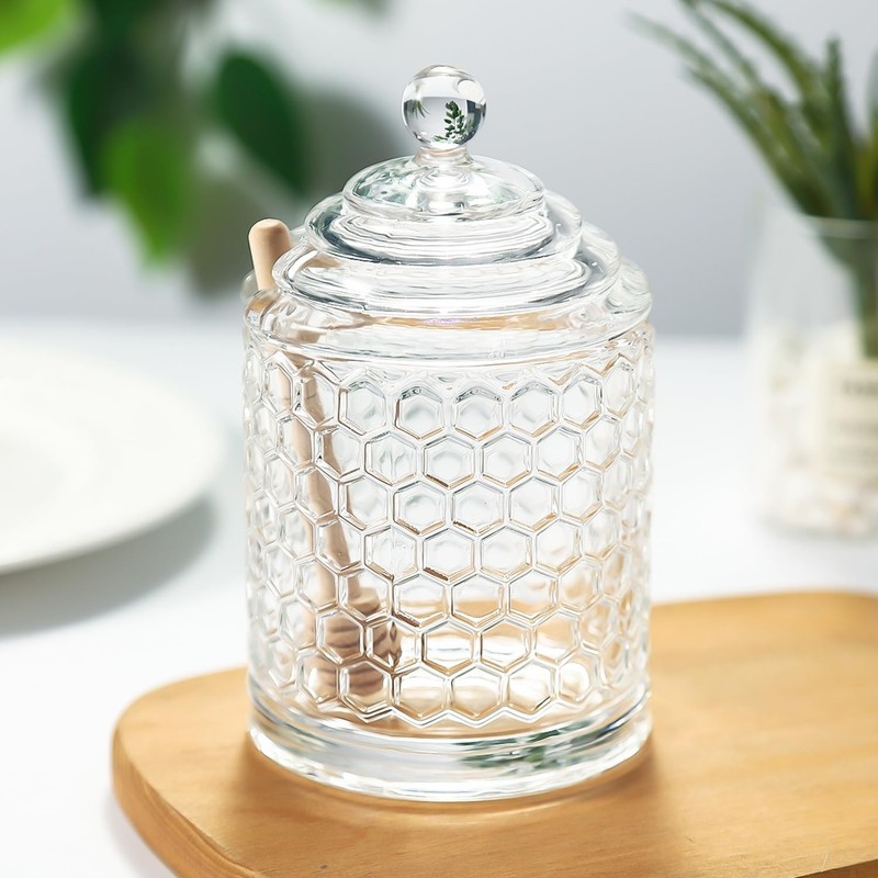 Honey Jars,9 oz Clear Glass Honey Pot Set with Dipper and Lid - Glass Honey D... gallery