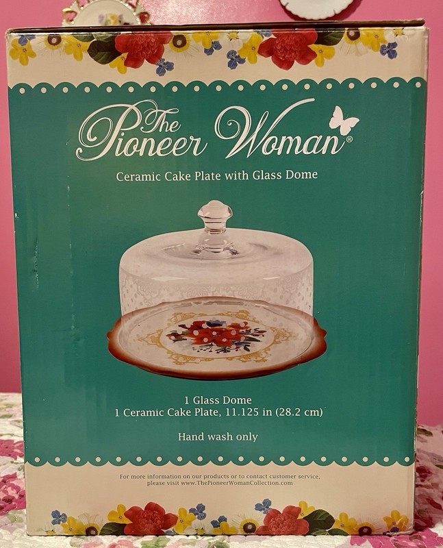 Pioneer Woman Winter Bouquet Ceramic Cake Plate w/Glass Dome-NEW IN BOX Retired gallery