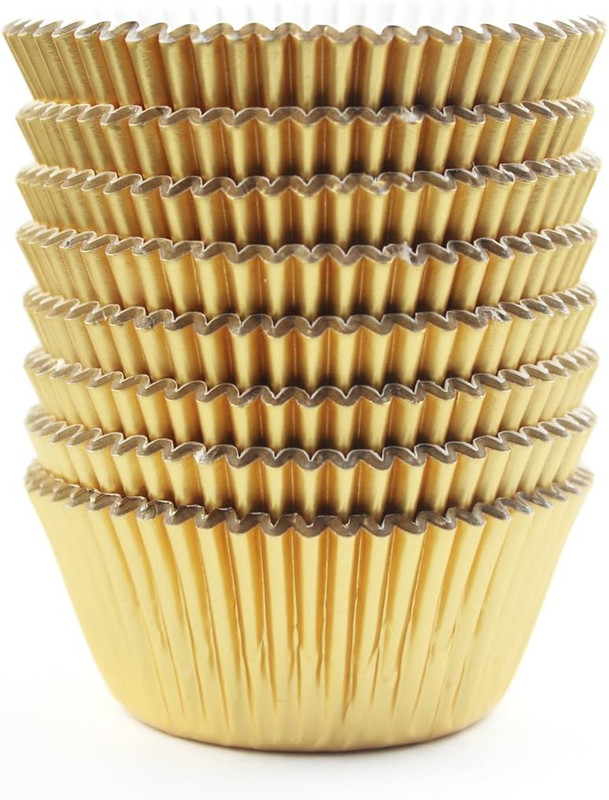 Gold Foil Cupcake Case Liners Wrappers Baking Muffin Paper Cups 200 Pcs