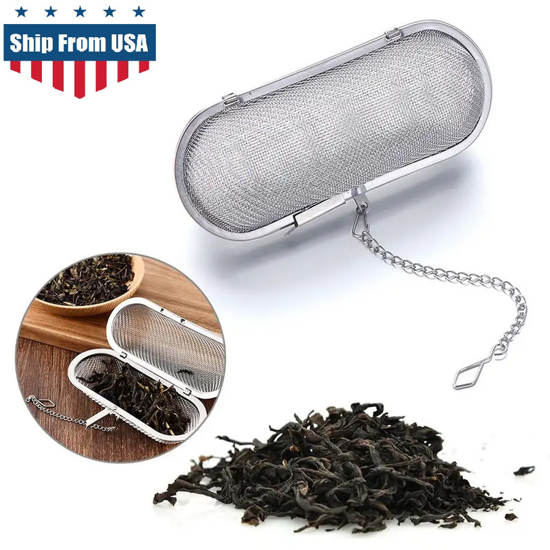 2× Stainless Steel Cooking Spices Infuser Fine Mesh Loose Tea Herbal Strainer US gallery