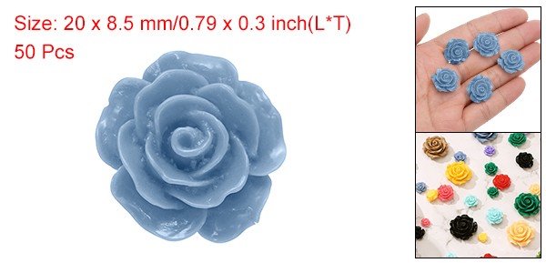 50Pcs Blue Resin Rose Flower Beads 20mm Flatback Flower Charm gallery