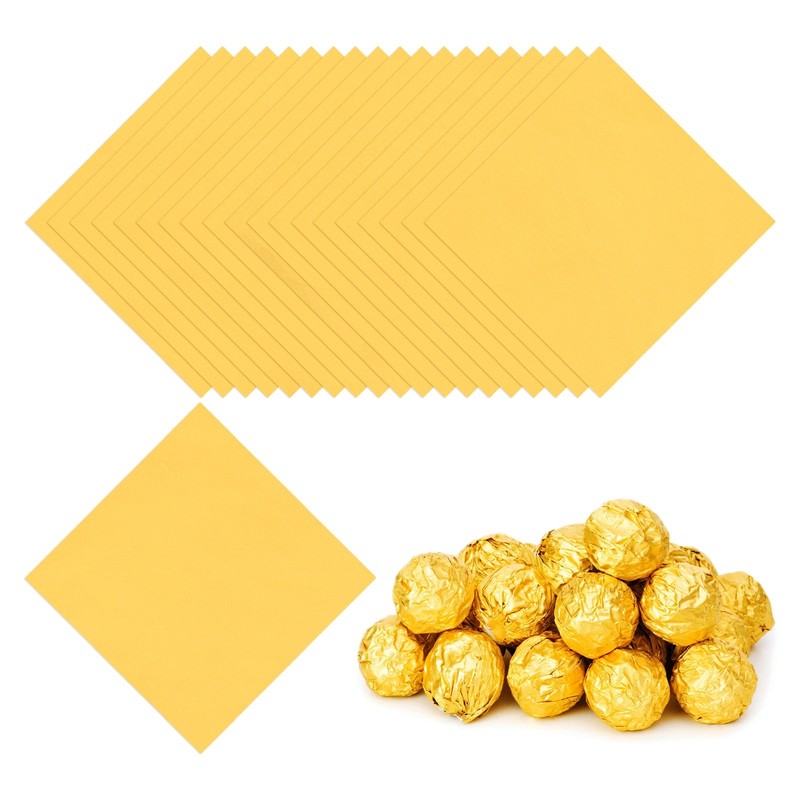 200 Pcs 3×3 Inch Foil Candy Wrappers Chocolate Wrapping Paper Gold
