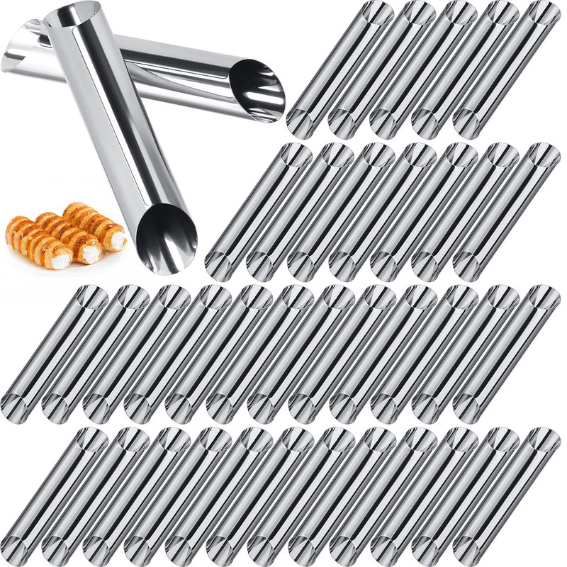 50 Pcs Cannoli Tubes Stainless Steel Cannoli Forms Cream Horn Molds Non Stick…