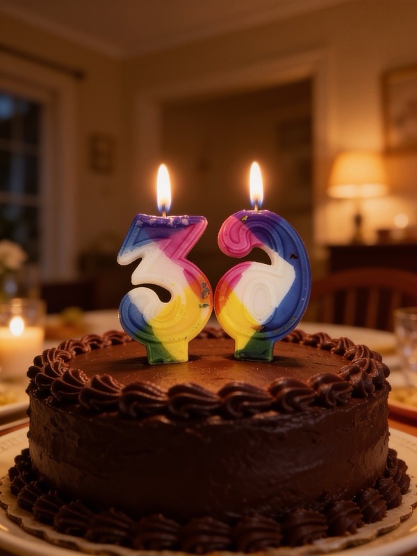 Vintage 36th Birthday Candle Set Rainbow Number 3 & 6 Wax Cake Candles 3”