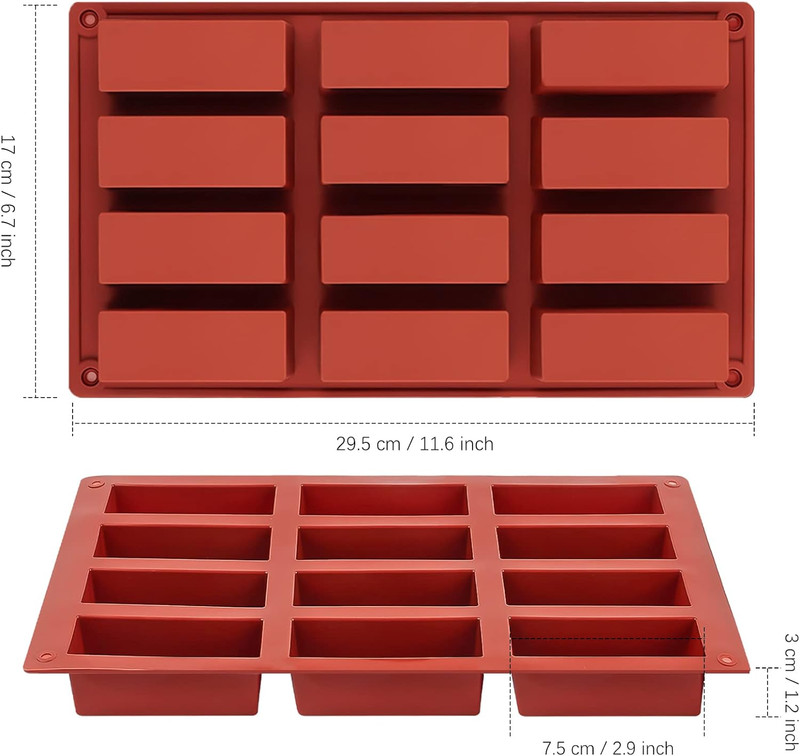 JOERSH 2Pcs Granola Bar Mold Rectangle Silicone Candy Bar Mold Deep for Baking C gallery