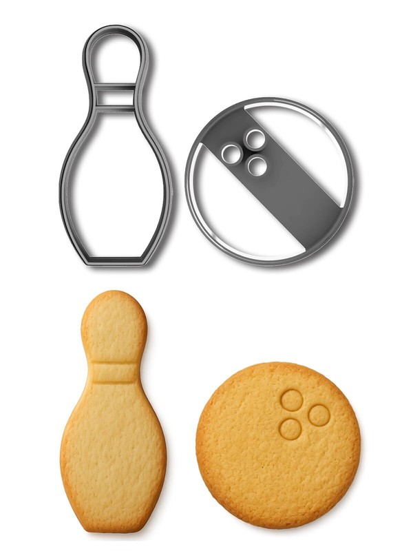 Bowling Pin (5×2.25″) & Ball (3.75×3.75″) Combo Cookie Cutters
