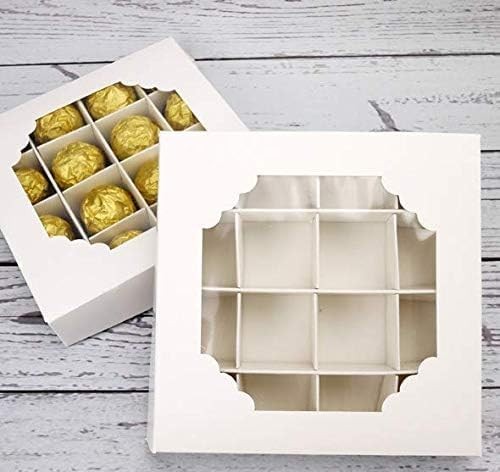 20 PCS Empty Sweet Box Window Divider White Cake 16 Compartment Treat Cookie