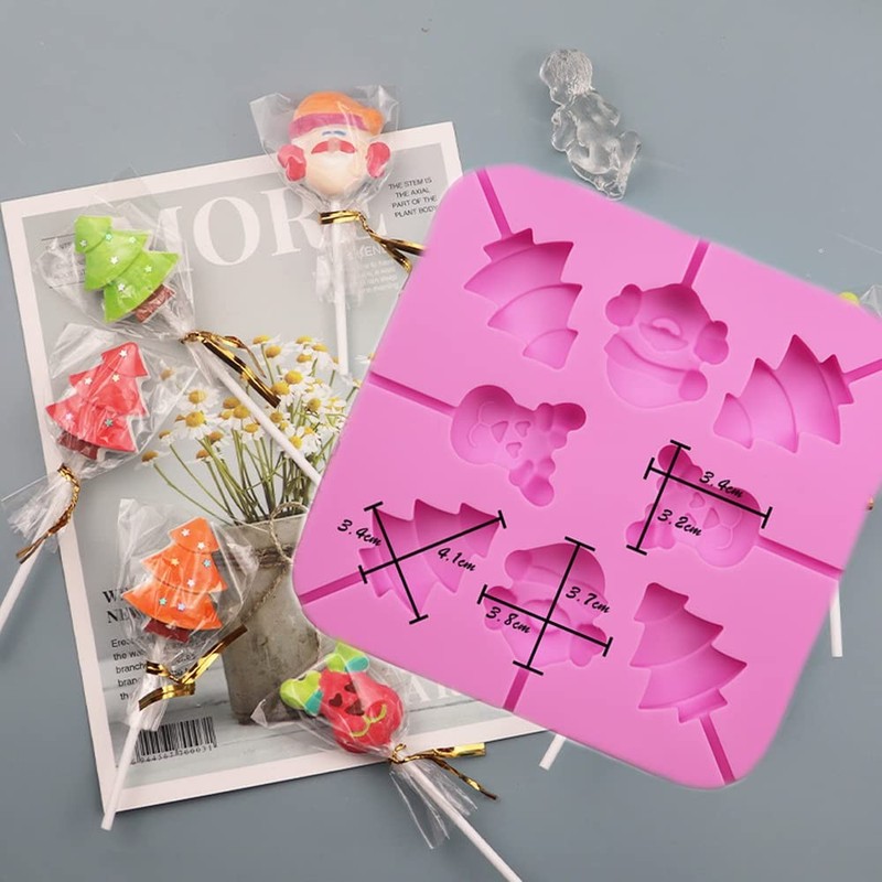 2pcs Christmas Lollipop Candy Molds 8 Cavities Silicone Lollipop Molds Chocolate gallery