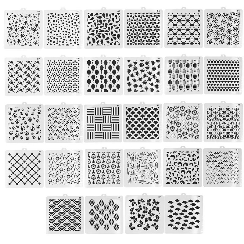 28 PCS Cookie Stencil Set Food Safe Templates for Cupcake Fondant Cakes