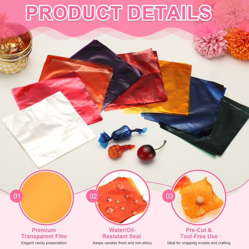 300 Pcs Candy Wrappers, 4 x 4 Inch Chocolate Wrap Paper for Lollipop, Orange gallery