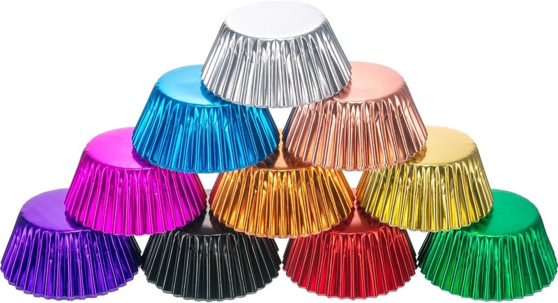 200 Pieces Foil Cupcake Liners Standard Size Metallic Cupcake Liners Paper