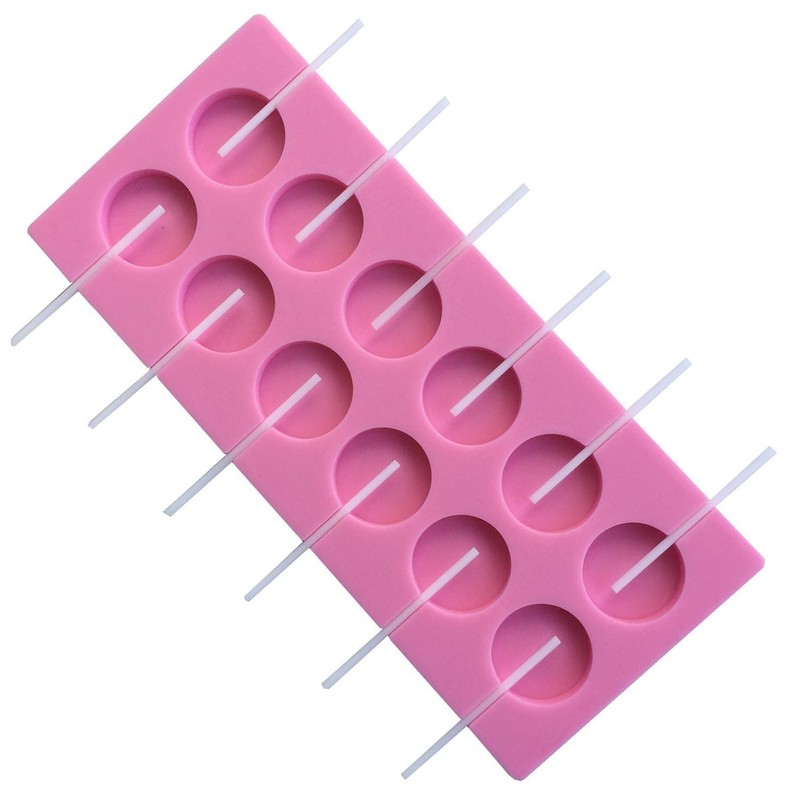 12 Capacity Round Lollipop Mold, Silicone Hard Candy Chocolate Making Tray