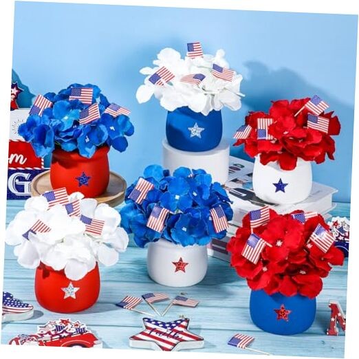 Funnymoom 6 Pack 4th of July Table Decor 250th Anniversary Artificial Flowers