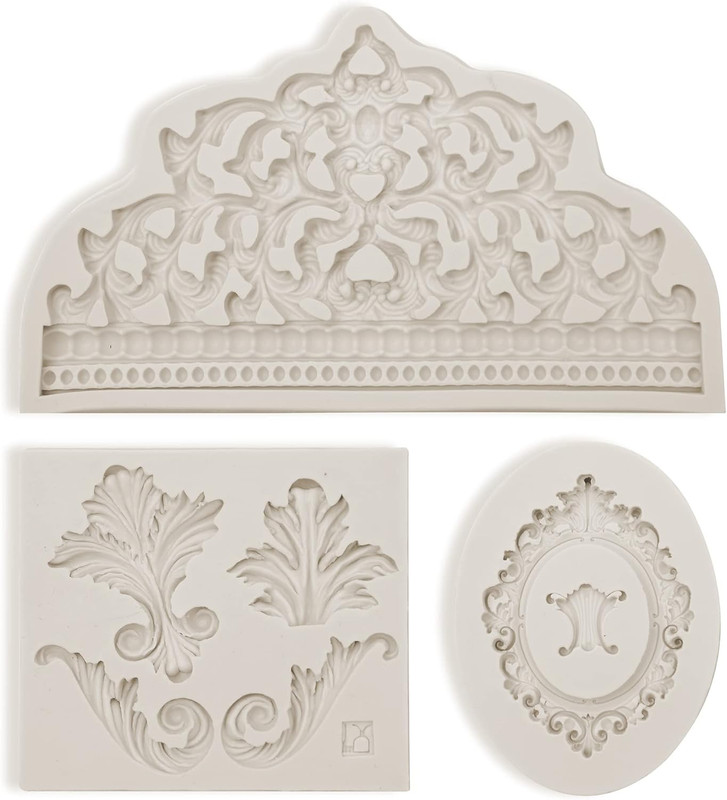 Crown Fondant Molds, 3 Pcs, Baroque Photo Frame Silicone Molds, Chocolate Mould gallery