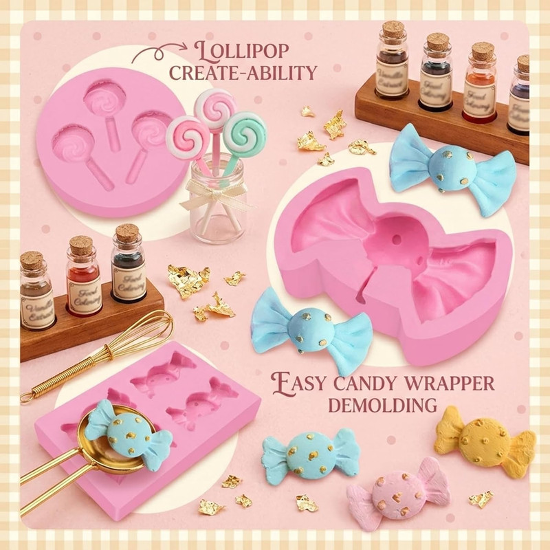 Lollipop Fondant Molds 3 Pcs, Candy Shape Cake Decorating Molds for Baking Cupca gallery