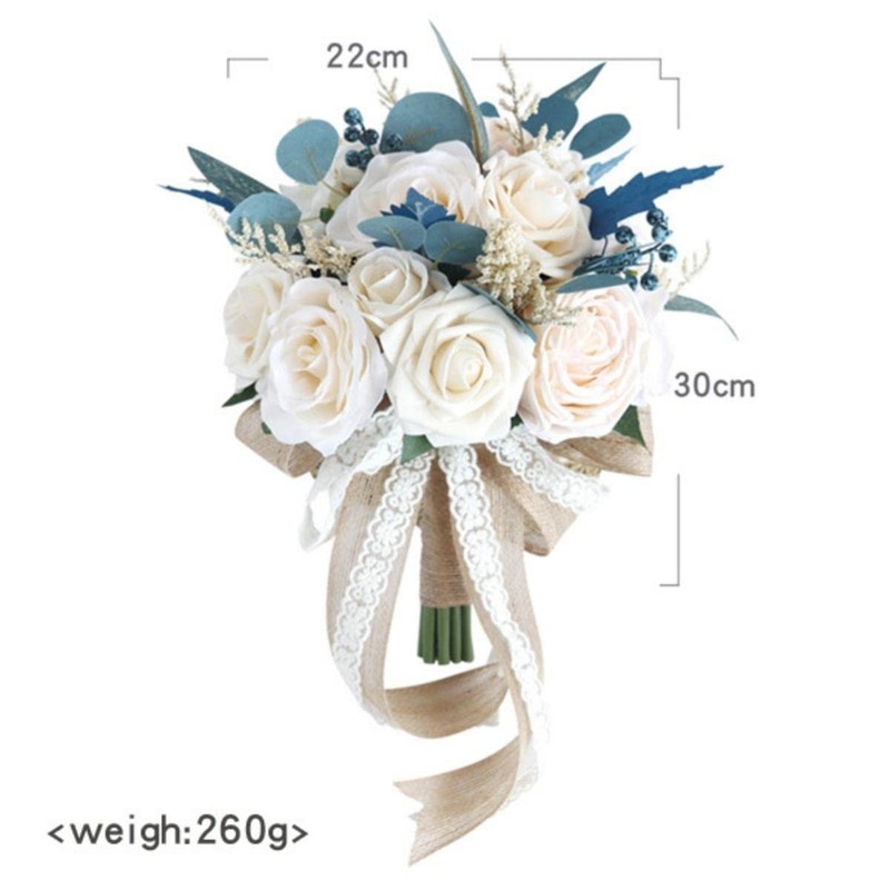 Mojun Bride Bouquet Wrist Corsage Groom Boutonniere Set Artificial Rose Wedding gallery