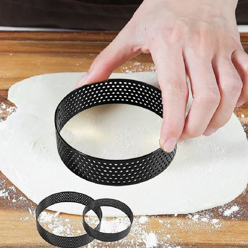 8PCS Stainless Steel Baking Rings with Holes 10cm Dessert Mold for Home Kitchen gallery