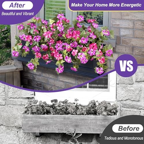 Artificial Fake Flowers Plants for Outdoor Decoration, 2PCS 2 Pcs Fuchsia Lotus gallery