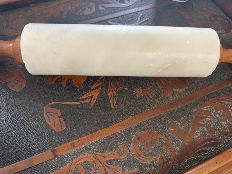 Vintage Marble Rolling Pin w/ Wooden Handles gallery