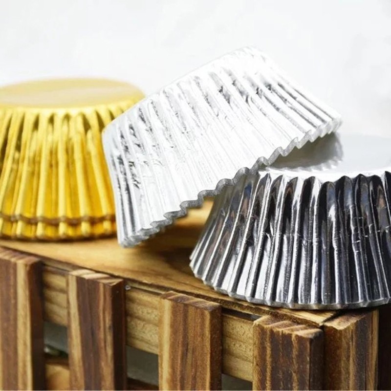 200Pcs Thicken Baking Cake Cups Aluminum Foil Paper Wrappers for Party Desserts gallery