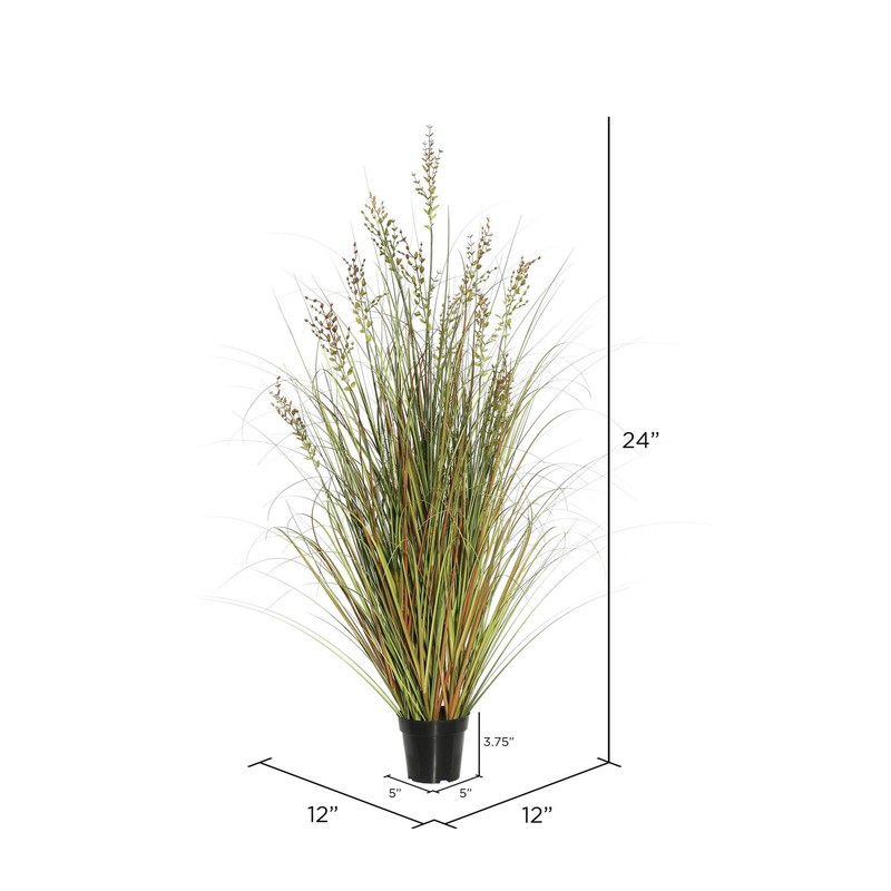 Vickerman Everyday 24 Artificial Green And Brown Grass Black Plastic Pot - Faux gallery