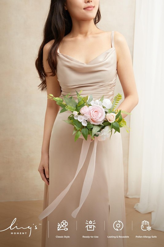 Ling'S Moment Lings Moment Pink Artificial Wedding Flower Bouquets For gallery