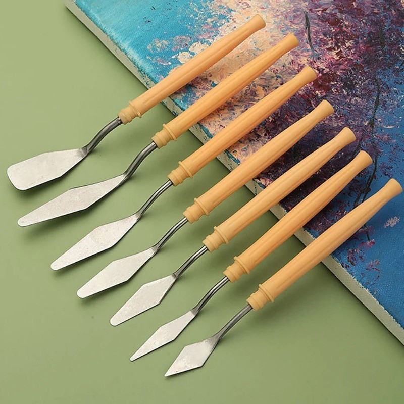 7Pcs Cake Palette Knife for Baking Mini Oil Spatula Art Small Clay Tools for Dec gallery