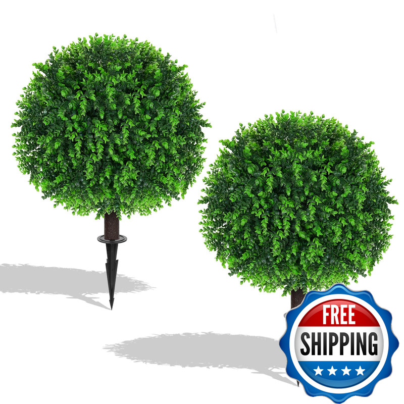 Evernature Artificial Eucalyptus Topiary Ball Trees 2 Set Of 16 Uv Resistant