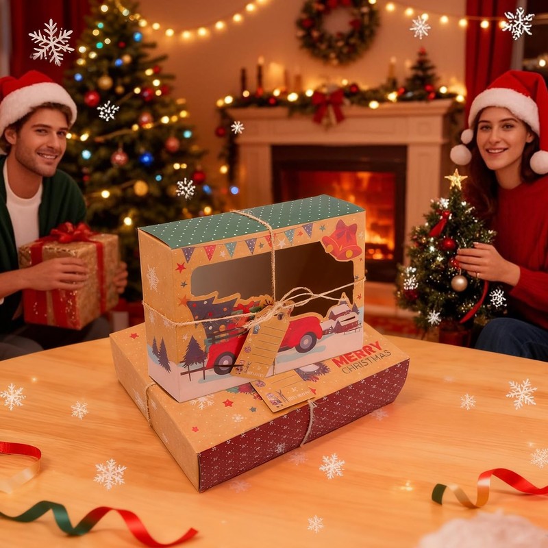 12 PCS Christmas Cookie Boxes for Gift Giving, Christmas Bakery Treat Boxes w... gallery