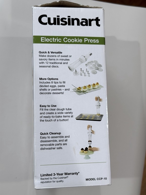 Cuisinart Electric Cookie Press with Sealed Discs & Tips Model CCP-10 gallery