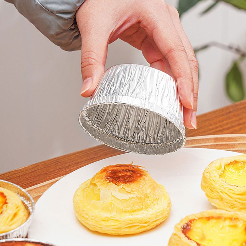 30Pcs Plated Silver Foil Egg Tart Cups and Muffin Baking Molds for Kitchen Use gallery
