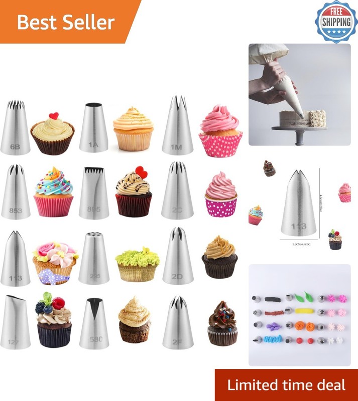Professional 12PC Cake Decorating Piping Tips - Easy Clean, Lasting Quality