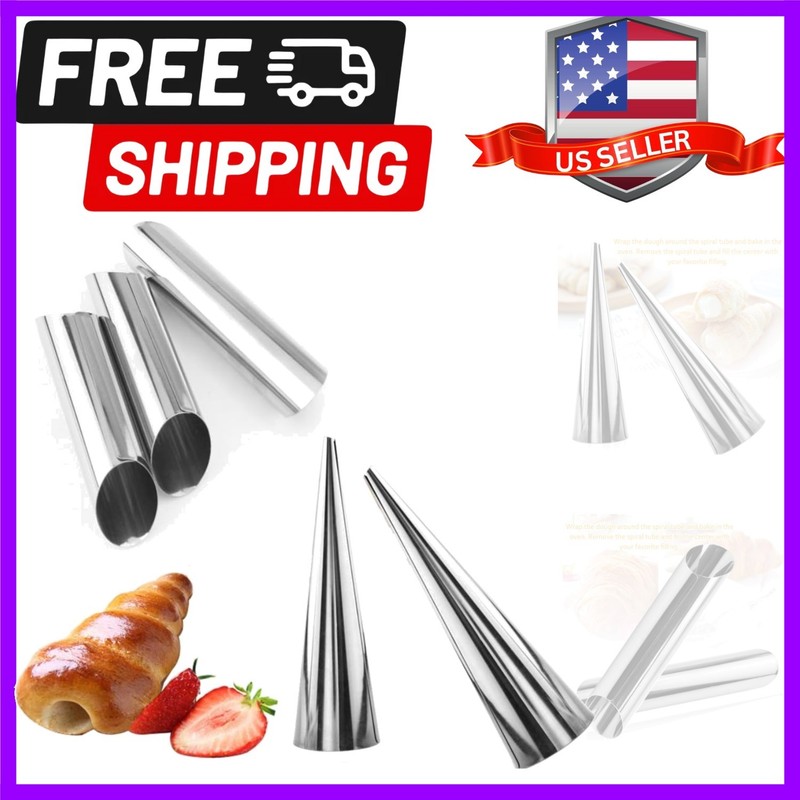 15 Pcs Stainless Steel Cannoli Tubes Set,Non-stick Cone Cream Horn Molds and …